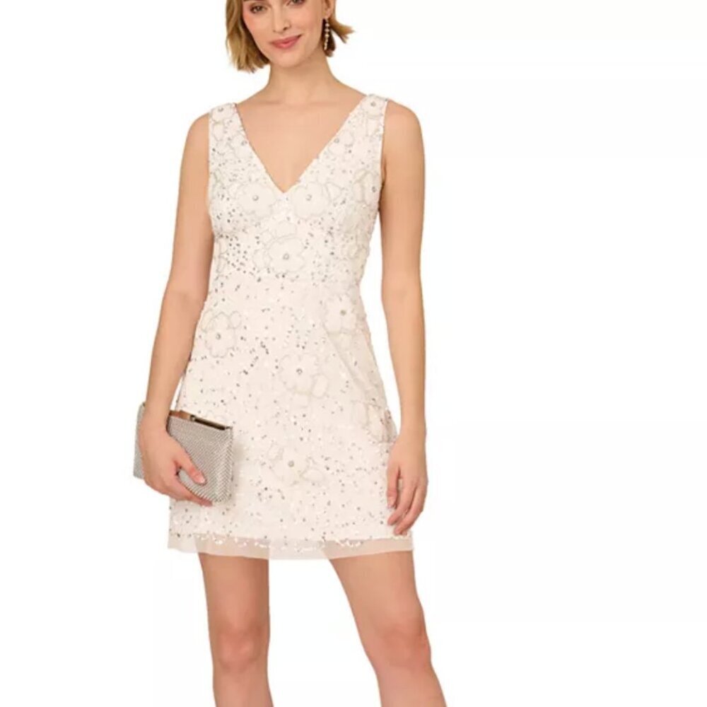 Adriana Papell Bead & Sequin Tulle Cocktail Dress